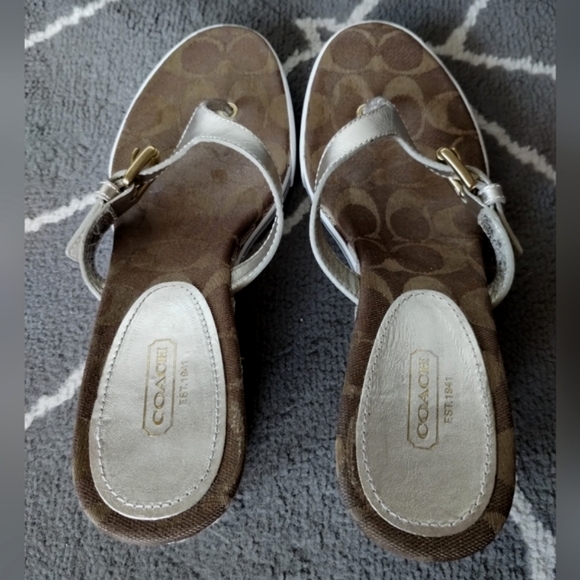 Coach "Pristine" Signature Patchwork Logo Sandals - Picture 8 of 15